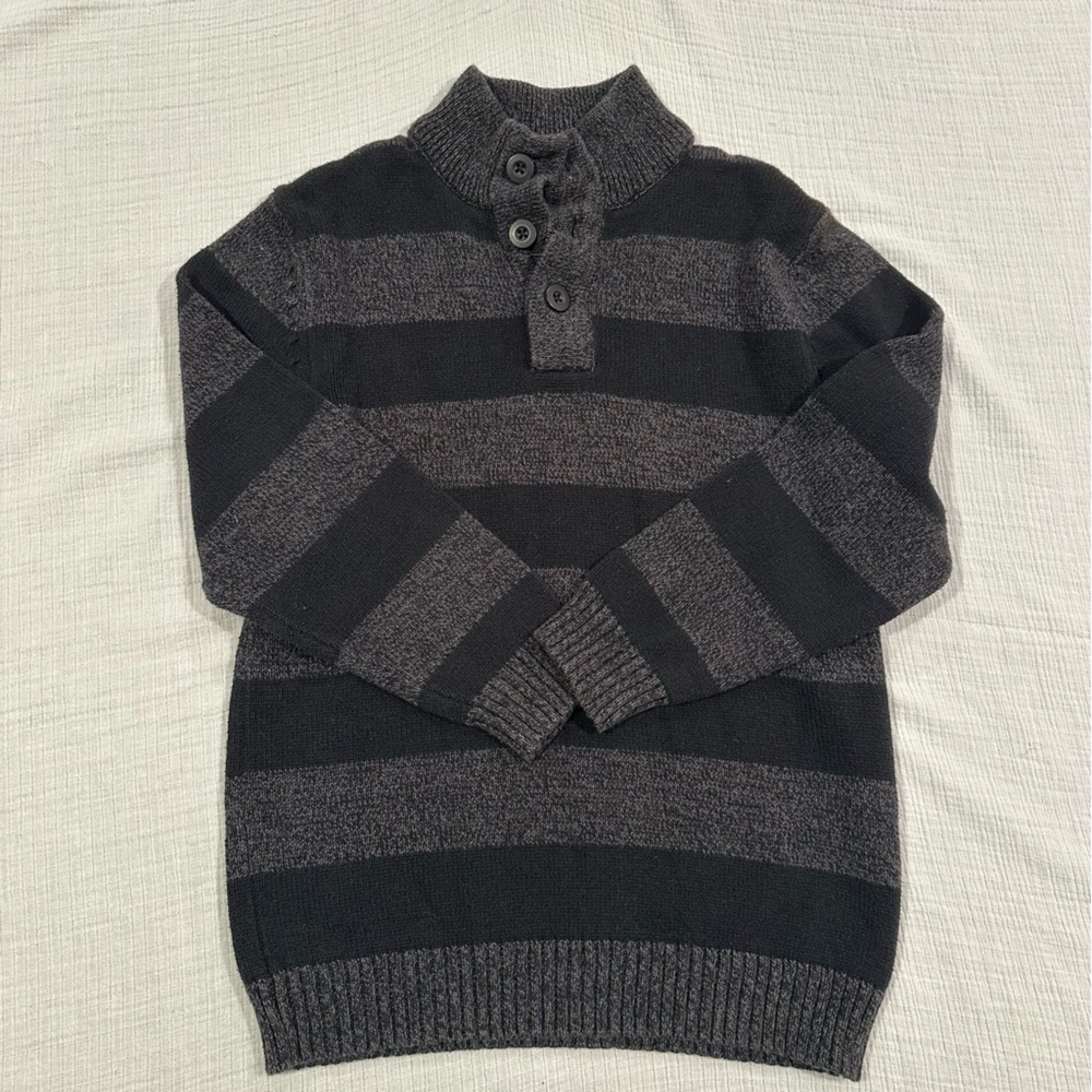 Striped Kids Sweater - Black and Gray